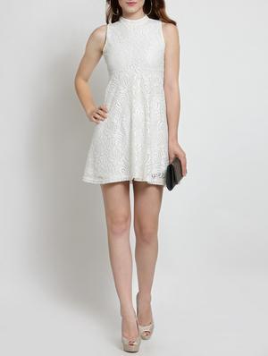 mock neck fit & flare dress - 15451760 - Standard Image - 4