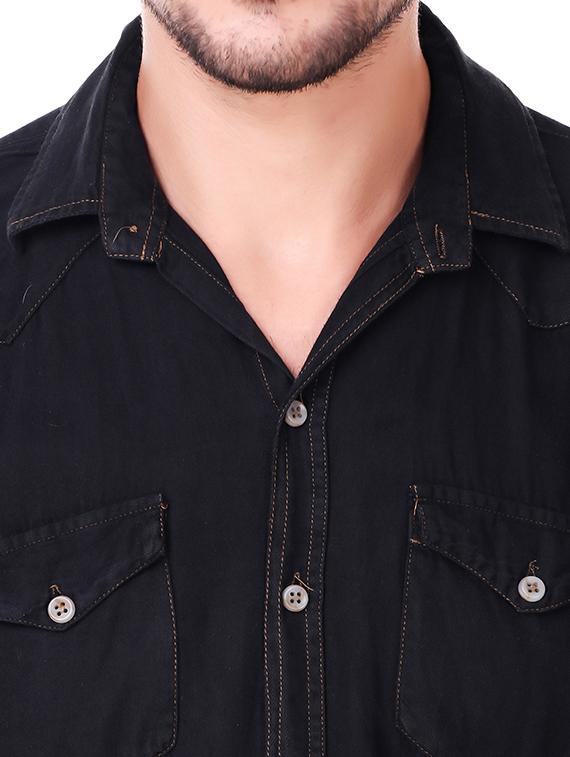 black denim casual shirt - 15452367 - Zoom Image - 4