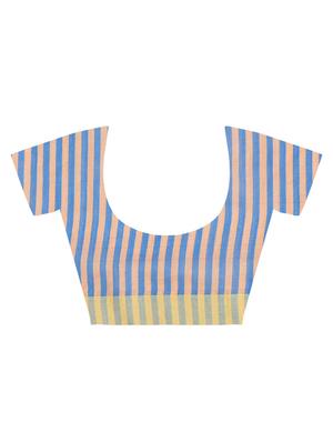contrast striped jamdani saree with blouse - 15452389 - Standard Image - 4