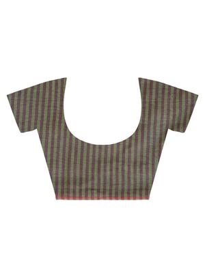 contrast pallu checkered jamdani saree with blouse - 15452413 - Standard Image - 4