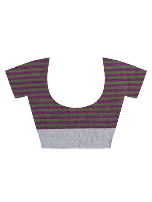 contrast striped jamdani saree with blouse - 15452455 - Standard Image - 4