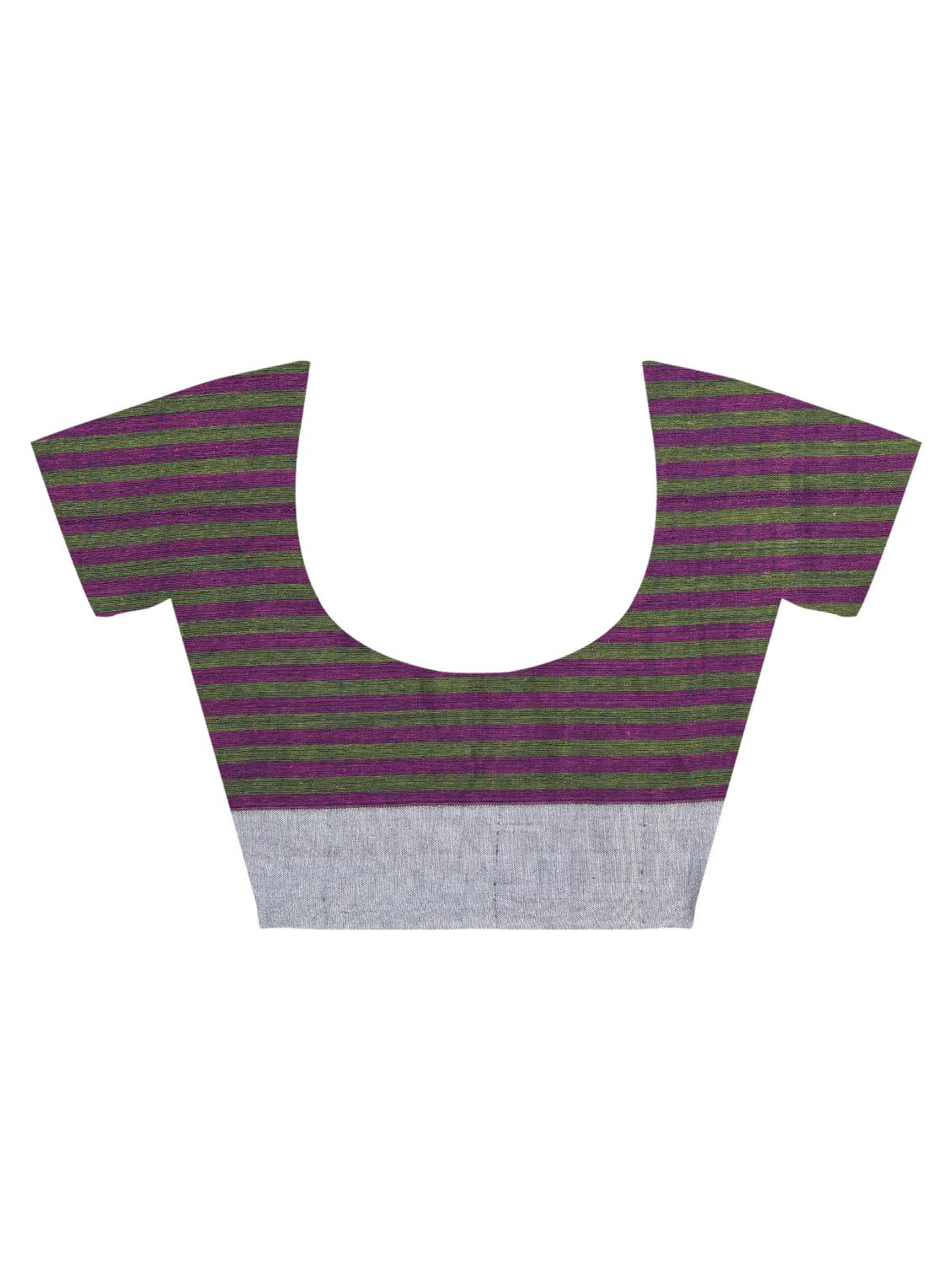 contrast striped jamdani saree with blouse - 15452455 - Zoom Image - 4
