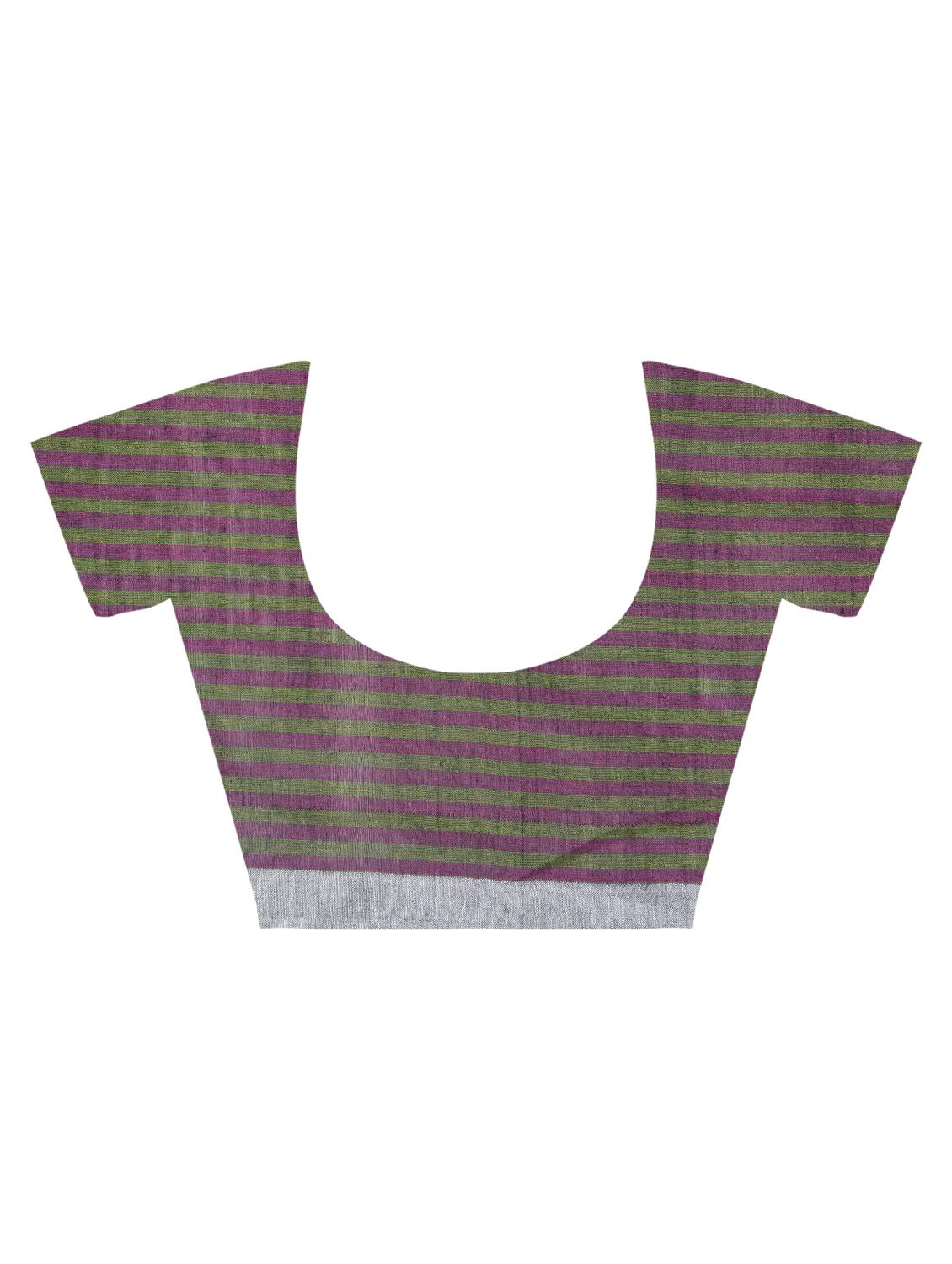 contrast striped jamdani saree with blouse - 15452457 - Zoom Image - 4
