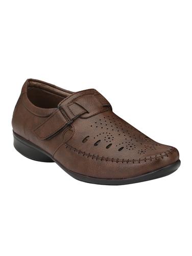 brown leatherette slip on sandals - 15452616 - Very Small Image - 1