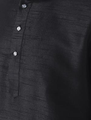 black silk blend dhoti kurta set - 15453027 - Standard Image - 4