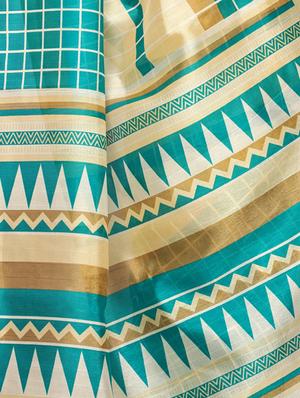 checkered printed saree with blouse - 15454137 - Standard Image - 4