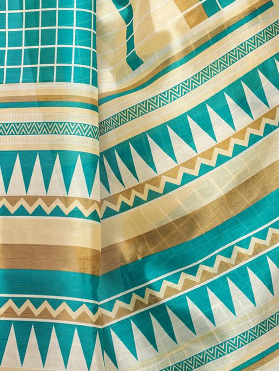checkered printed saree with blouse - 15454137 - Zoom Image - 4