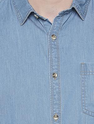 light blue denim casual shirt - 15455287 - Standard Image - 4