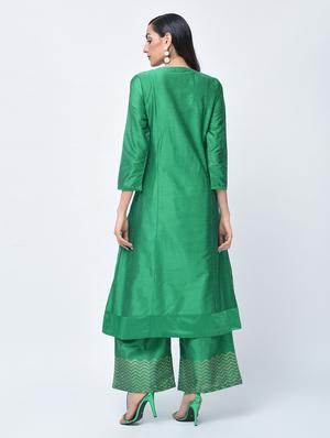 Angrakha with block printed palazzo - 15456328 - Standard Image - 4