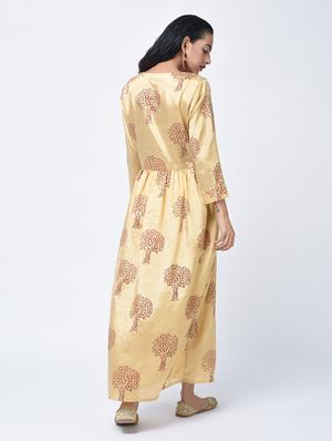 flared foil printed dress with tassels - 15456354 - Standard Image - 4