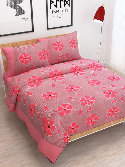 Polycotton Double Bedsheet With 2 Pillow Covers - 15456970 - Very Small Image - 1