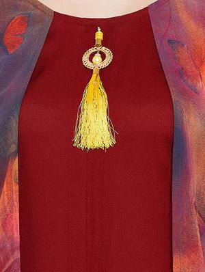 Layered printed kurta with tassels - 15458151 - Standard Image - 4