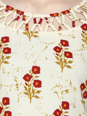 beige viscose straight kurti - 15458301 - Standard Image - 4
