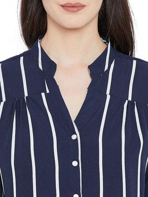 buttoned down striped high low kurta - 15458851 - Standard Image - 4