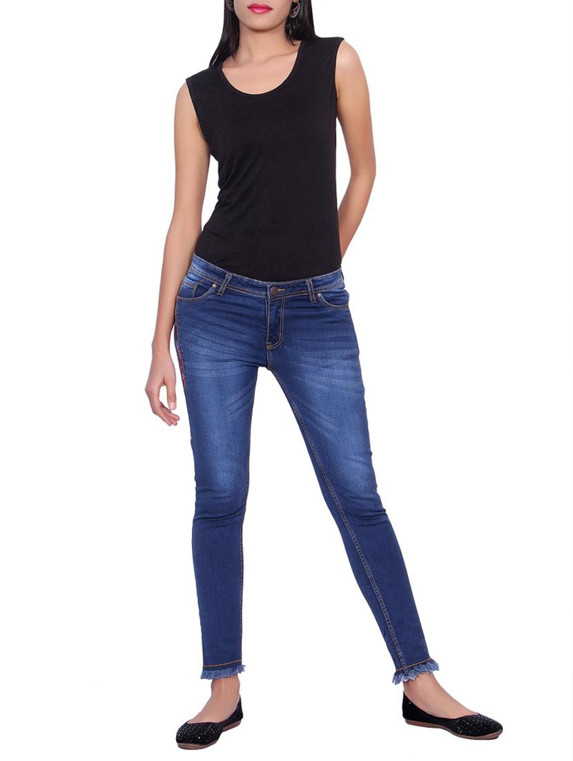 stone washed frayed jeans - 15459458 - Zoom Image - 4