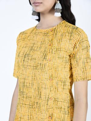 a-line checkered kurta - 15460154 - Standard Image - 4