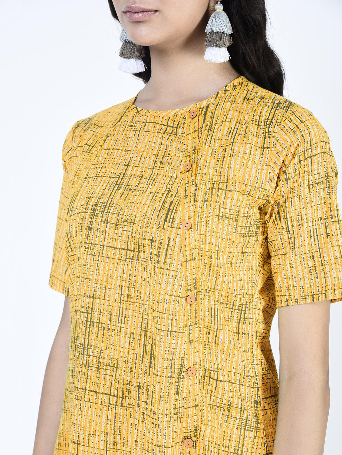 a-line checkered kurta - 15460154 - Zoom Image - 4