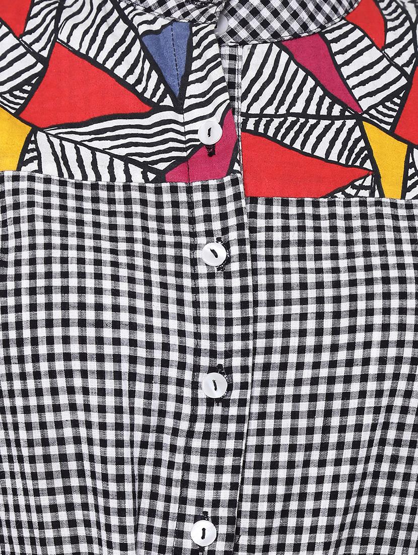 belted waistband checks print jumpsuit - 15460936 - Zoom Image - 4
