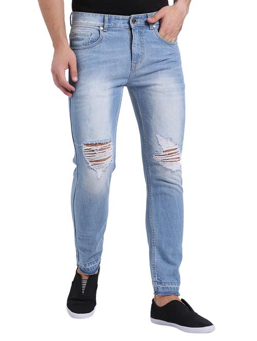 blue cotton ripped jeans - 15461081 - Standard Image - 1