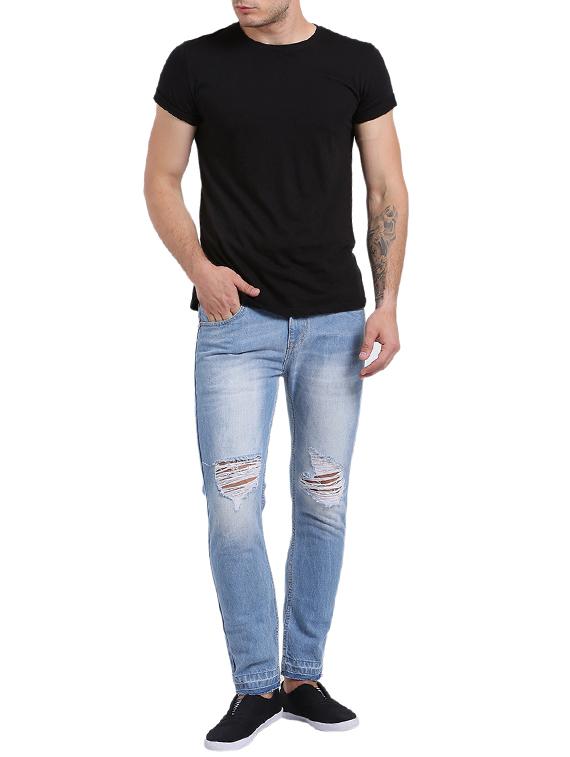 blue cotton ripped jeans - 15461081 - Zoom Image - 4
