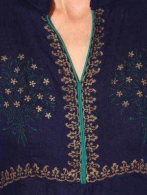 high-low block printed kurta - 15462865 - Standard Image - 4