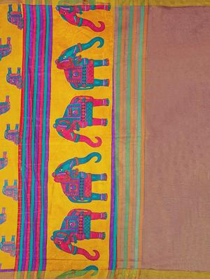 zari border conversational printed saree with blouse - 15464009 - Standard Image - 4