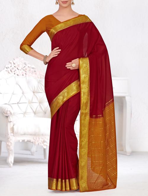 paisley zari border woven saree with blouse - 15464291 - Standard Image - 1
