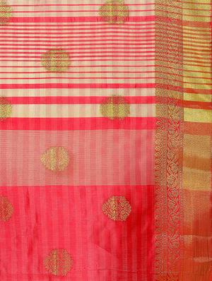 graphic border zari woven saree with blouse - 15469452 - Standard Image - 4