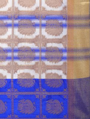 contrast border conversational woven saree with blouse - 15469455 - Standard Image - 4