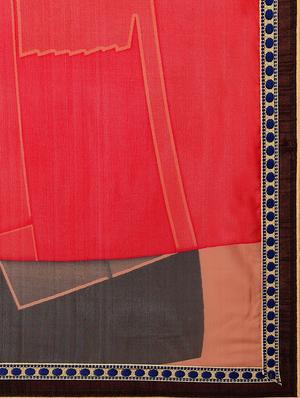 lace border geometrical printed saree with blouse - 15469478 - Standard Image - 4