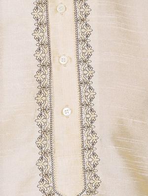 gold dupion kurta pyjama set - 15471659 - Standard Image - 4