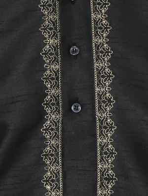 black dupion kurta pyjama set - 15471660 - Standard Image - 4