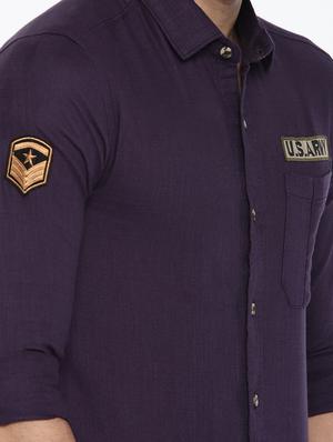 purple cotton casual shirt - 15472265 - Standard Image - 4