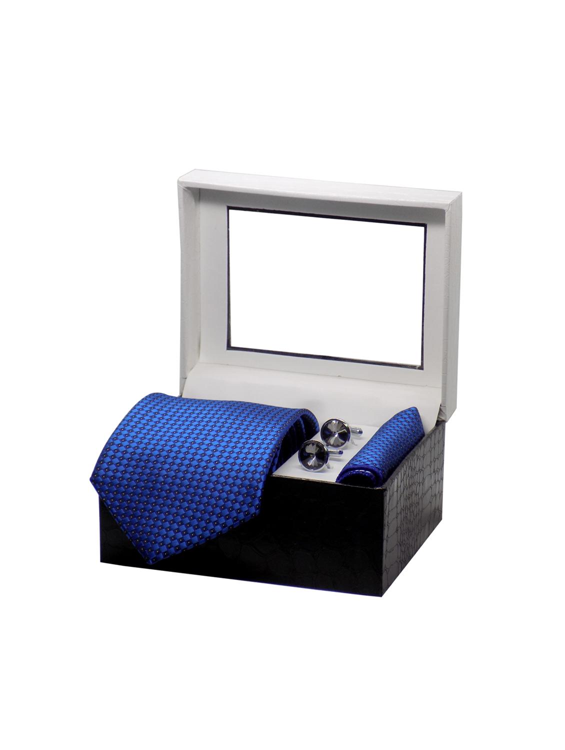blue micro fiber tie with cufflink - 15473750 - Zoom Image - 4