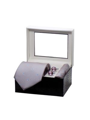 pink micro fiber tie with pocket square and cufflinks - 15473772 - Standard Image - 4