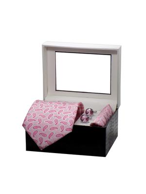 pink micro fiber tie with cufflink - 15473774 - Standard Image - 4