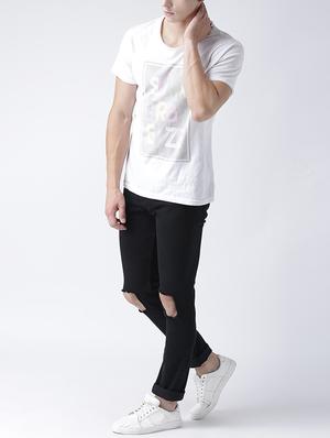 black cotton blend distressed jeans - 15475501 - Standard Image - 4