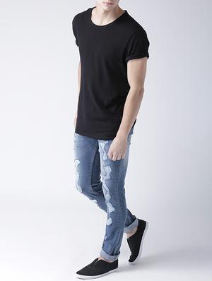 blue cotton blend ripped jeans - 15475505 - Standard Image - 4