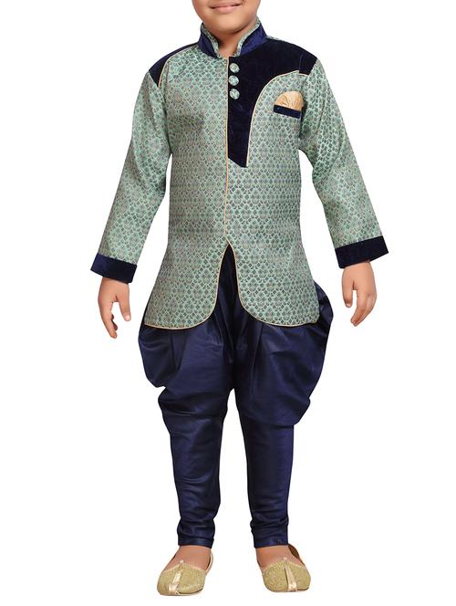 green silk blend kurta set - 15475779 - Standard Image - 1