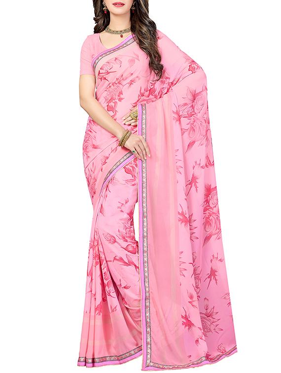 (pack of 2) multicolor georgette printed saree combo with blouse - 15475824 - Zoom Image - 4