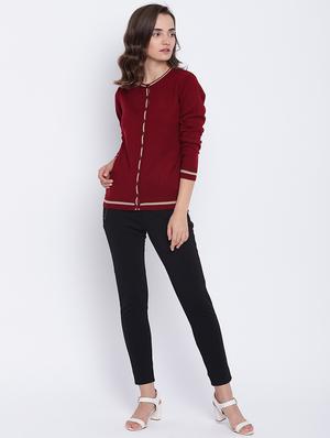 round neck woolen cardigan - 15476428 - Standard Image - 4