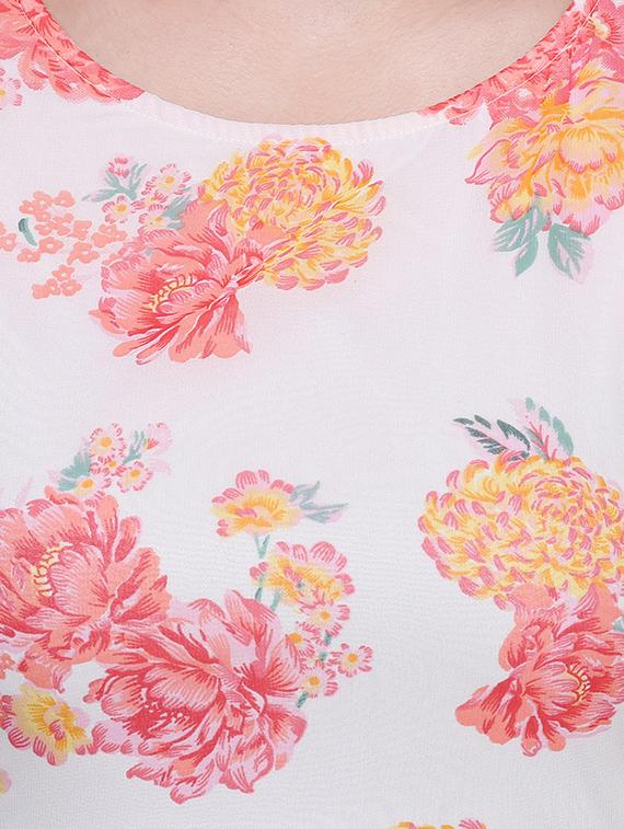 cap sleeved floral printed a-line dress - 15476759 - Zoom Image - 4