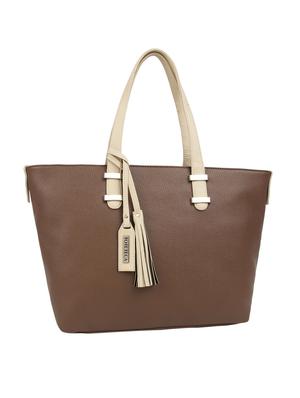 brown leatherette (pu) regular handbag - 15477469 - Standard Image - 4