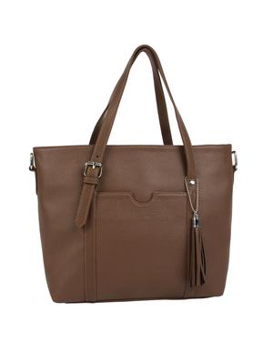brown leatherette (pu) regular handbag - 15477491 - Standard Image - 4