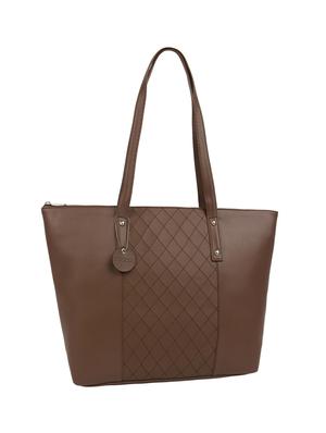 brown leatherette (pu) regular handbag - 15477501 - Standard Image - 4