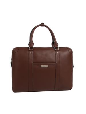 brown leatherette (pu) laptop bag - 15477561 - Standard Image - 4