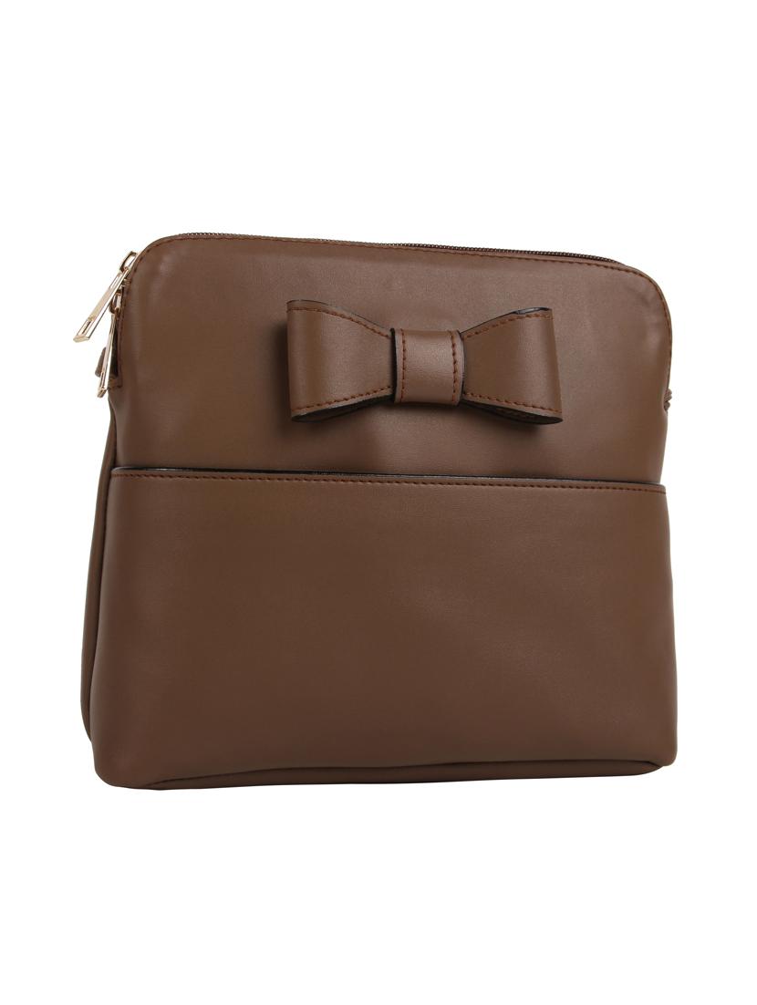 brown leatherette (pu) regular sling bag - 15477583 - Zoom Image - 4