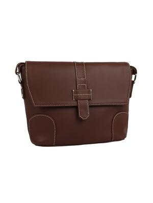 brown leatherette (pu) regular sling bag - 15477598 - Standard Image - 4