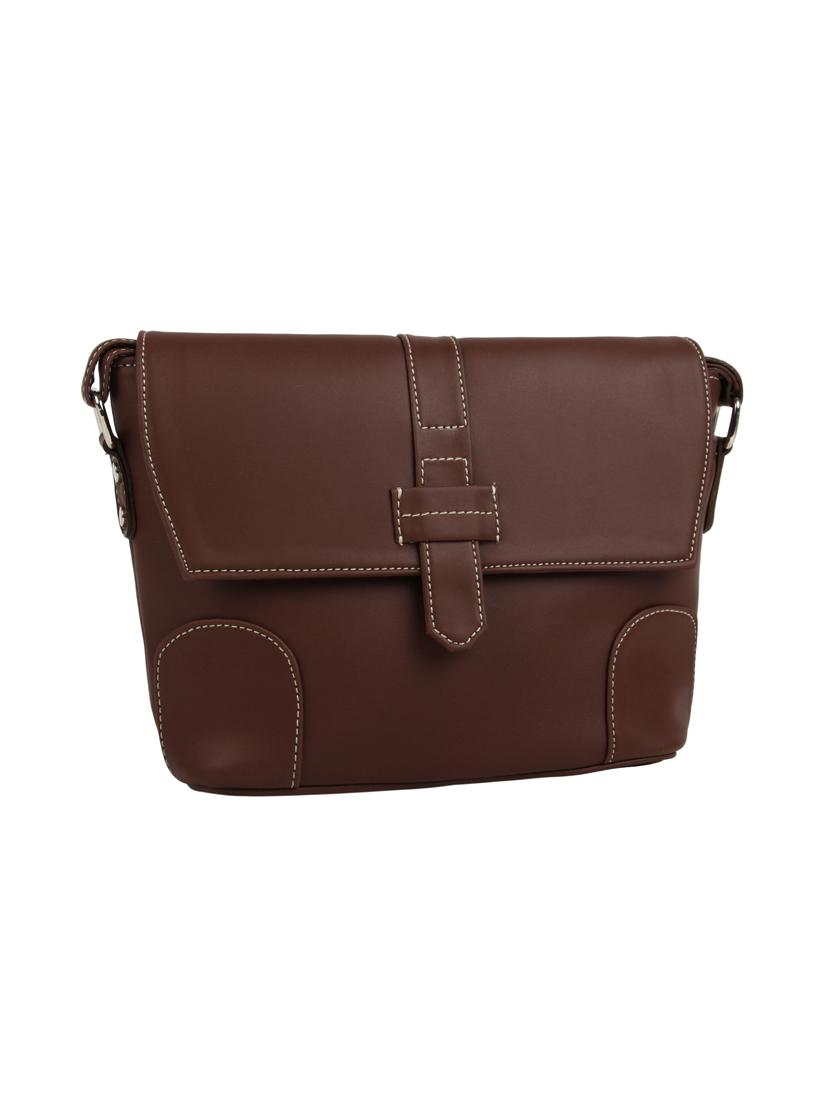 brown leatherette (pu) regular sling bag - 15477598 - Zoom Image - 4