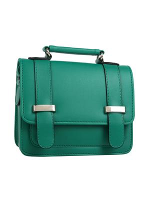 green leatherette (pu) regular sling bag - 15477605 - Standard Image - 4